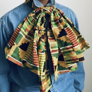 Kente Print Oversized Bowtie: Statement African Print Accessory